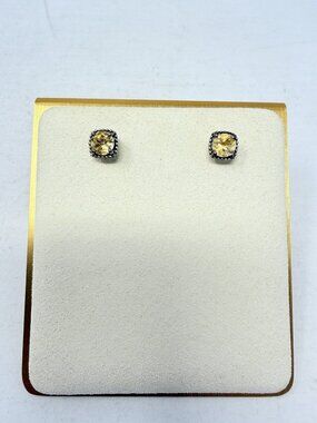 Shop LC Yellow Brazilian Citrine Square Sterling Silver Stud Earrings 5536